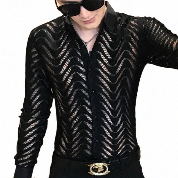 men's casual shirts men's casual shirts stitching striped shirt summer men transparent lace cutout camisa long sleeve slim club pr, White;black
men's casual shirts men's casual shirts stitching striped shirt summer men transparent lace cutout camisa long sleeve slim club pr, White;black