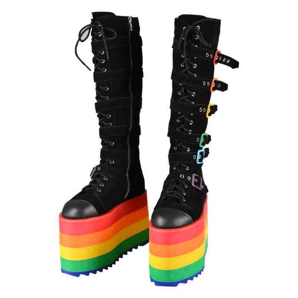 boots rainbow thick bottom women's high genuine leather women knee punk style platform shoes ladies demonia boot 220903, Black
boots rainbow thick bottom women's high genuine leather women knee punk style platform shoes ladies demonia boot 220903, Black