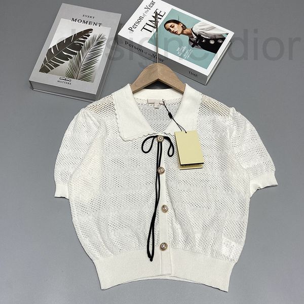women's polos designer 2022 summer women's lace polo neck bow single breasted hollow knitted t-shirt 9v4t, White
women's polos designer 2022 summer women's lace polo neck bow single breasted hollow knitted t-shirt 9v4t, White