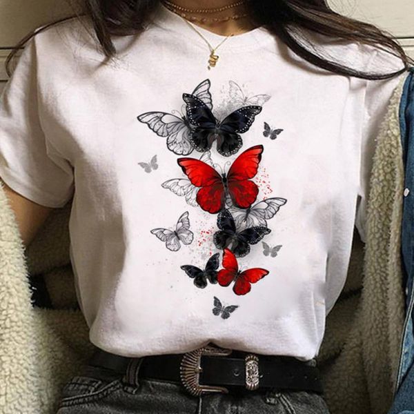 women lady butterfly womens t shirt cartoon printing 90s fashion print clothes, White
women lady butterfly womens t shirt cartoon printing 90s fashion print clothes, White
