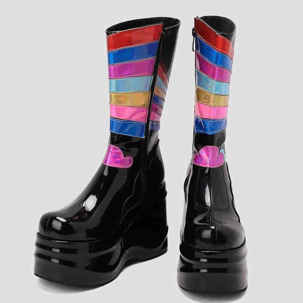 boots wedges platform motorcycle women high heel goth punk knee rainbow sun female booties lace zipper mujer botas 220811, Black
boots wedges platform motorcycle women high heel goth punk knee rainbow sun female booties lace zipper mujer botas 220811, Black