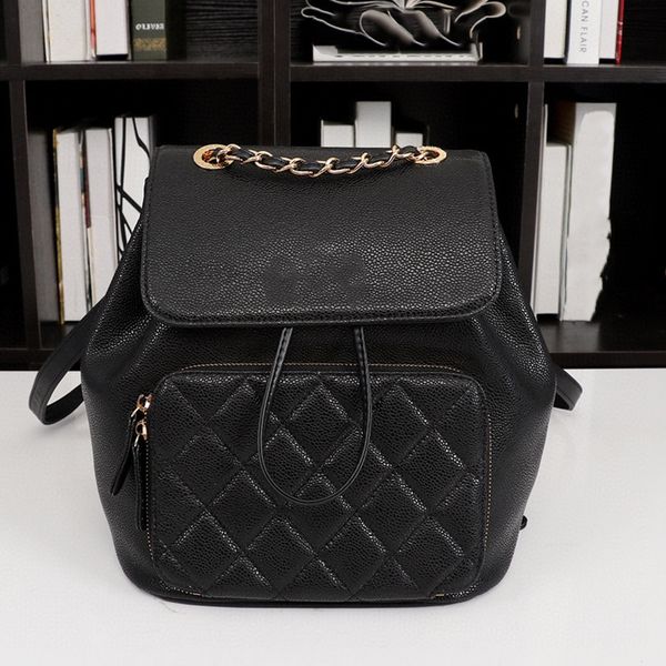 classic caviar leather backpack designer fashion casual hardware metal large capacity