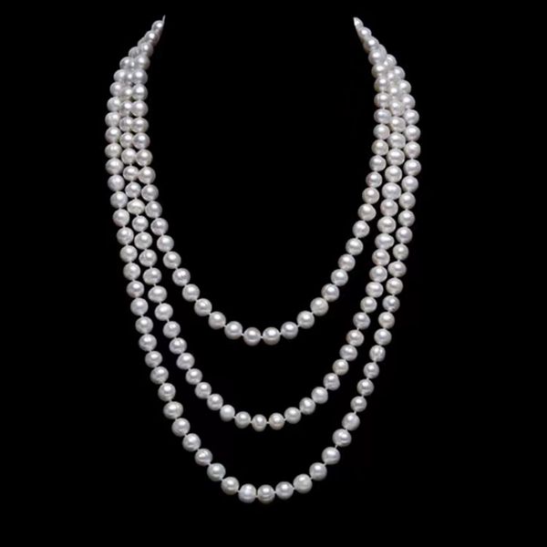 necklace length 180cm pearl size 8mm round pearls the jewelry given to women by natural freshwater pearls is fashionable and personalized, Silver
necklace length 180cm pearl size 8mm round pearls the jewelry given to women by natural freshwater pearls is fashionable and personalized, Silver