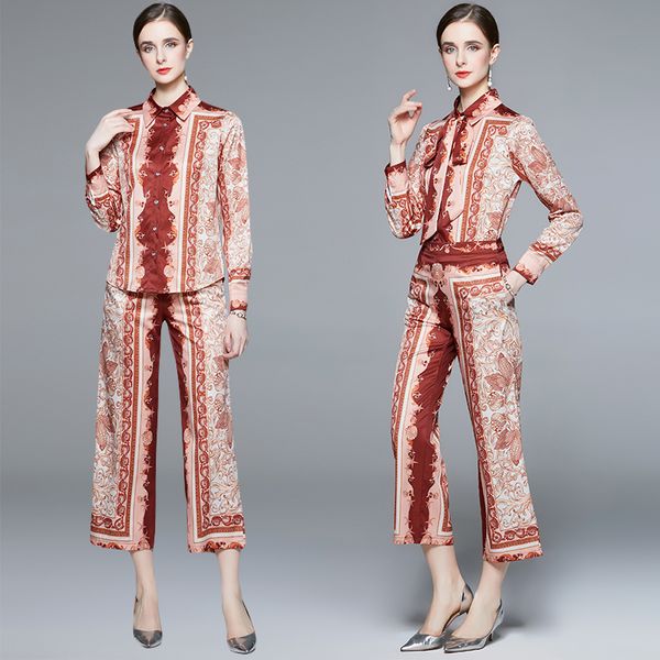 2022 retro print pant set women two piece sets long sleeve button shirt and casual wide leg trousers woman fashion suit spring autumn office, White
2022 retro print pant set women two piece sets long sleeve button shirt and casual wide leg trousers woman fashion suit spring autumn office, White