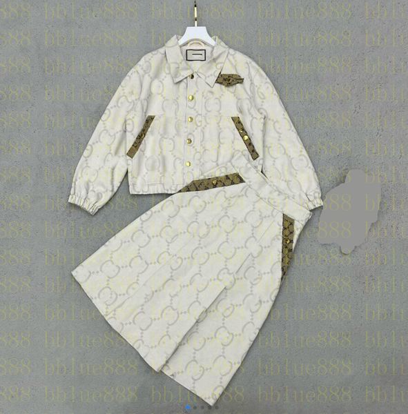 22 women's two piece dress contrast color coat and skirt suit lettering four-button decoration 903, White
22 women's two piece dress contrast color coat and skirt suit lettering four-button decoration 903, White
