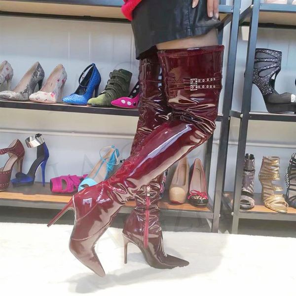 laigzem super women thigh high boots club stage show shiny heels burgundy wine red long boots botines bottes femme mujer big size 185q, Black
laigzem super women thigh high boots club stage show shiny heels burgundy wine red long boots botines bottes femme mujer big size 185q, Black