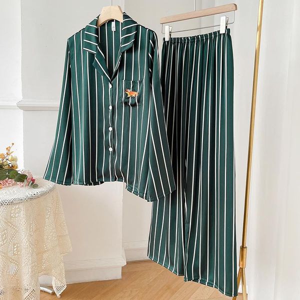 print striped pajamas suit long sleeve women sleepwear intimate lingerie casual, Black;red
print striped pajamas suit long sleeve women sleepwear intimate lingerie casual, Black;red