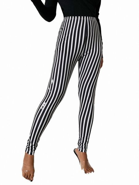 women's shorts sxy high waist vertical stripe leggings w4cd#, White;black