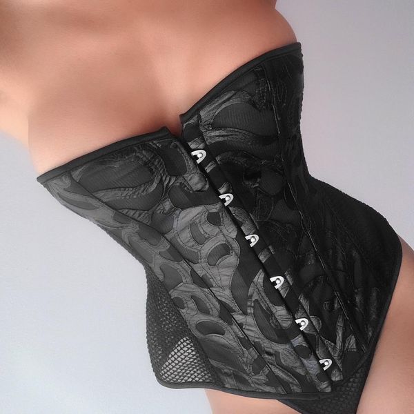 mesh leather corset gothic bustiers women slimming modeling strap waist, Black;white
mesh leather corset gothic bustiers women slimming modeling strap waist, Black;white