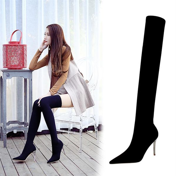 2021 winter over the knee women boots stretch fabrics high heel slip on shoes pointed toe woman long boots size 34-40301i, Black
2021 winter over the knee women boots stretch fabrics high heel slip on shoes pointed toe woman long boots size 34-40301i, Black