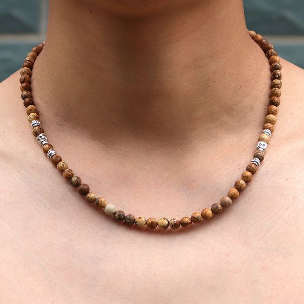 punk men necklace 6mm natural onyx map tiger eye 19 inches long homme gothic skull accessories gift, Silver
punk men necklace 6mm natural onyx map tiger eye 19 inches long homme gothic skull accessories gift, Silver
