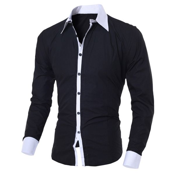 men's polos business black white shirt style fashion personality casual slim lapel male clothinglongsleeved blouse 220902, White;black
men's polos business black white shirt style fashion personality casual slim lapel male clothinglongsleeved blouse 220902, White;black
