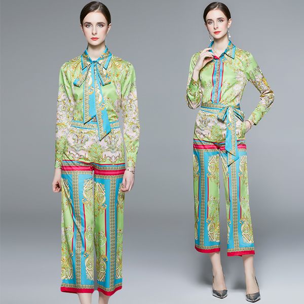 2022 paisley print pant set two piece designer sets women long sleeve button shirt and wide leg trousers vintage casual woman suit spring au, White
2022 paisley print pant set two piece designer sets women long sleeve button shirt and wide leg trousers vintage casual woman suit spring au, White