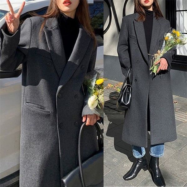 women's wool blends autumn and winter korean wool coat women's classic retro double breasted loose fit medium length 220902, Black
women's wool blends autumn and winter korean wool coat women's classic retro double breasted loose fit medium length 220902, Black