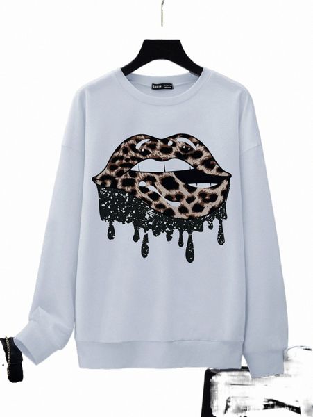 women's hoodies & sweatshirts leopard lip print drop shoulder sweatshirt j5hn#, Black
women's hoodies & sweatshirts leopard lip print drop shoulder sweatshirt j5hn#, Black