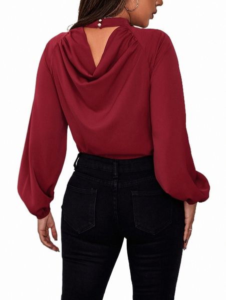 women's blouses & shirts draped back lantern sleeve blouse n7nt#, White 
women's blouses & shirts draped back lantern sleeve blouse n7nt#, White