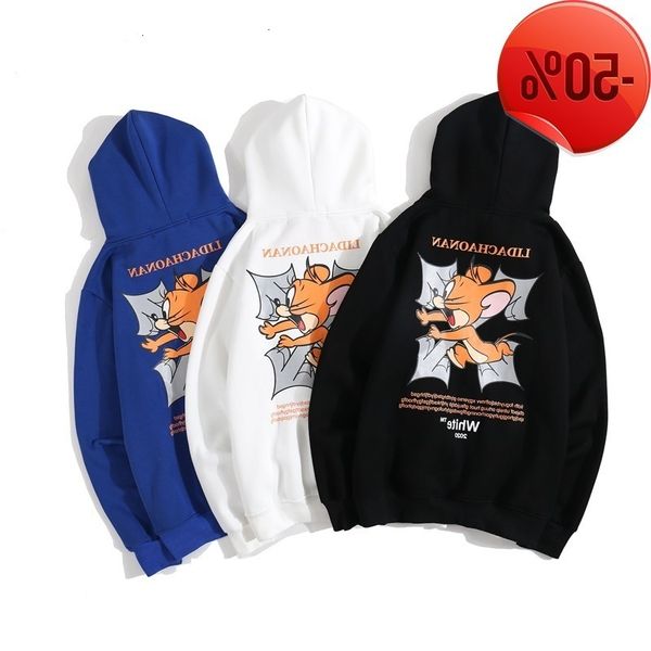 fashion off cat and mouse arrow print loose plush hooded pullover sweater for men and women, Black
fashion off cat and mouse arrow print loose plush hooded pullover sweater for men and women, Black