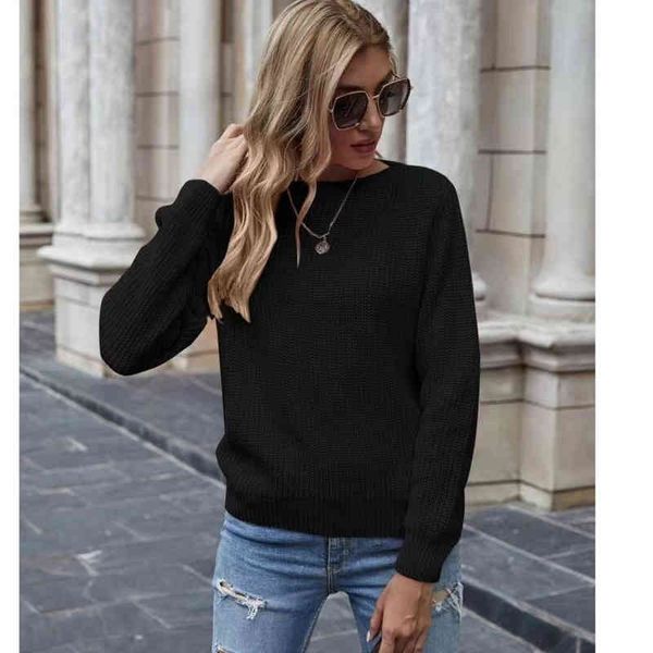 women's sweaters solid color street european round neck pullover autumn and winter new long sleeve loose knit sweater women, White;black
women's sweaters solid color street european round neck pullover autumn and winter new long sleeve loose knit sweater women, White;black