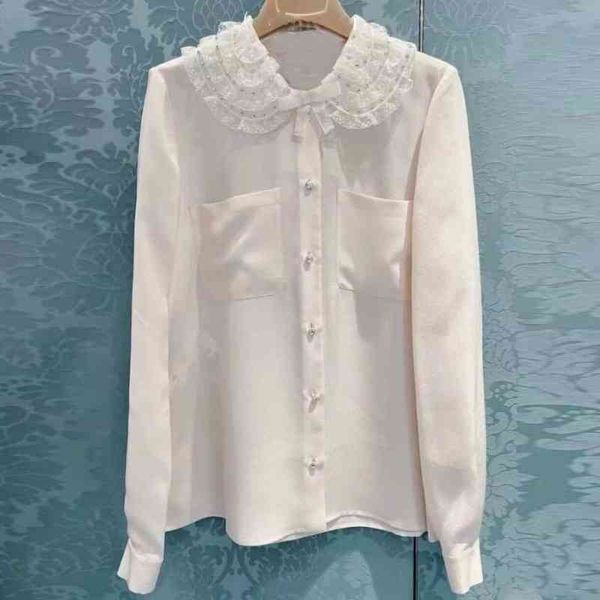 casual dresses spring new women's dress french sweet lace doll collar diamond studded shirt white top, Black;gray
casual dresses spring new women's dress french sweet lace doll collar diamond studded shirt white top, Black;gray