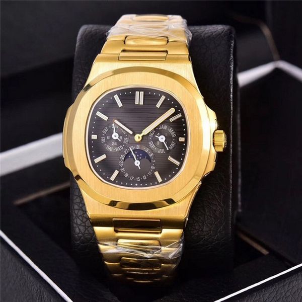 17 styles pp luxury watches yellow gold case black dial na-utilus 40mm men aaa automatic watch 5711 clock calendar all sub dials working wat, Slivery;brown
17 styles pp luxury watches yellow gold case black dial na-utilus 40mm men aaa automatic watch 5711 clock calendar all sub dials working wat, Slivery;brown