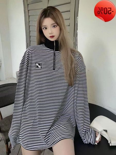 autumn we11done long sleeve black and white stripe t-shirt women's stand neck zipper weldone sweater loose ins fashion
autumn we11done long sleeve black and white stripe t-shirt women's stand neck zipper weldone sweater loose ins fashion