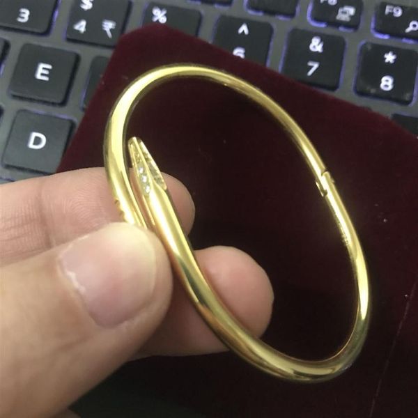 gold silver titanium steel classic bangle nail punk bracelet wedding inlay diamond women and men love jewelry gift with red dust bag242h, Black
gold silver titanium steel classic bangle nail punk bracelet wedding inlay diamond women and men love jewelry gift with red dust bag242h, Black