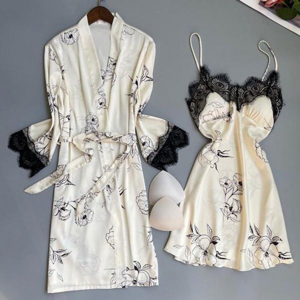 kimono robe set women print womens sleepwear flower home clothing intimate, Black;red
kimono robe set women print womens sleepwear flower home clothing intimate, Black;red