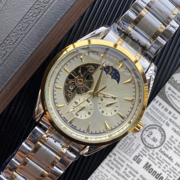 fashion luxury men's watch large flywheel design shows the phase of moon round stainless steel bezel three needle steel band, Slivery;brown
fashion luxury men's watch large flywheel design shows the phase of moon round stainless steel bezel three needle steel band, Slivery;brown
