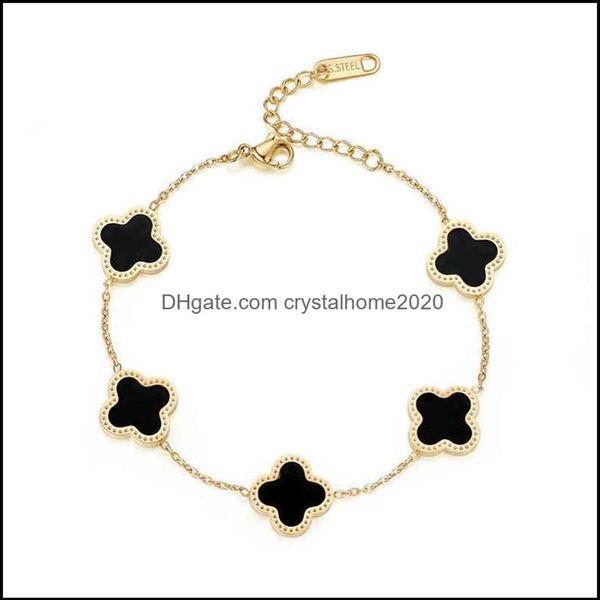 charm bracelets jewelry 18k gold plated stainls steel bracelet lucky ladi four leaf clover drop delivery 2021 mx2qd205h, Golden;silver
charm bracelets jewelry 18k gold plated stainls steel bracelet lucky ladi four leaf clover drop delivery 2021 mx2qd205h, Golden;silver