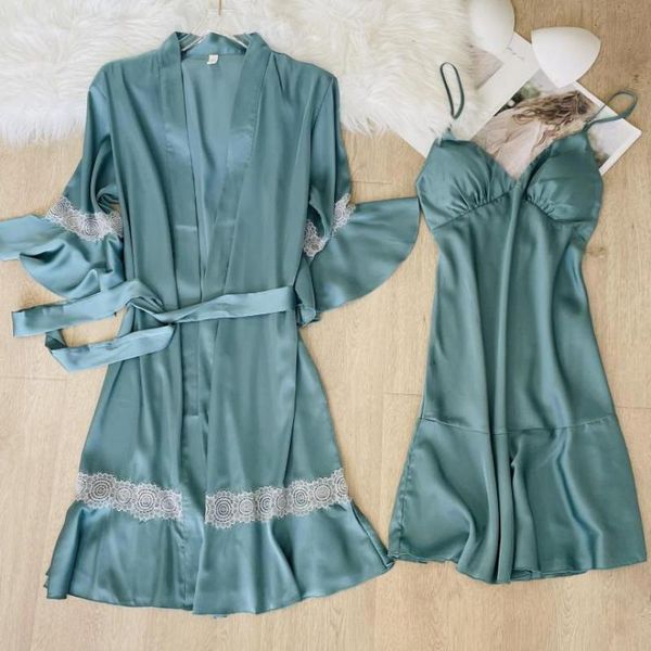 satin lace patchwork sleepwear bathrobe gown kimono robe set women casual summer, Black;red
satin lace patchwork sleepwear bathrobe gown kimono robe set women casual summer, Black;red