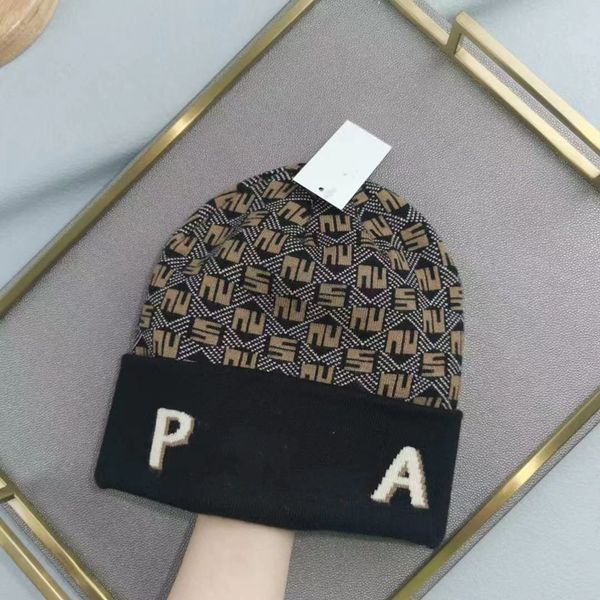 designer brand luxury men's beanie hat women's printed letter knit hat, Blue;gray