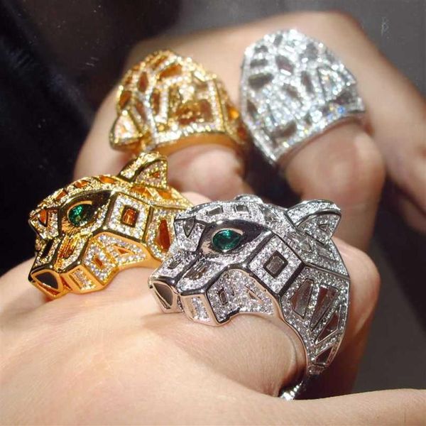 big leopard head rings paved cubic zirconia stone animal hollow panther ring for men or women copper party jewelry 2020 y0723303h, Slivery;golden
big leopard head rings paved cubic zirconia stone animal hollow panther ring for men or women copper party jewelry 2020 y0723303h, Slivery;golden