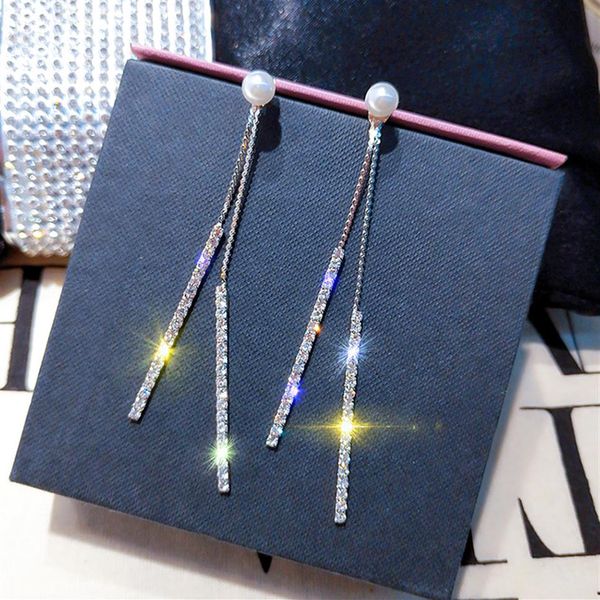 fashion luxury stud 925 silver needle long tassel double-sided pearl earrings temperament diamond earrings234e, Golden;silver
fashion luxury stud 925 silver needle long tassel double-sided pearl earrings temperament diamond earrings234e, Golden;silver