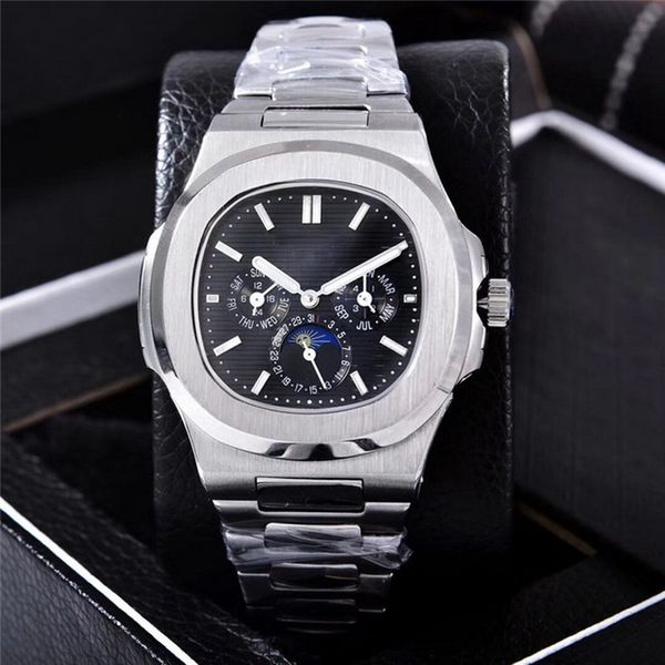 17 styles pp luxury watches silver case black dial na-utilus 40mm men aaa automatic watch 5711 clock stainless steel calendar all sub dials, Slivery;brown
17 styles pp luxury watches silver case black dial na-utilus 40mm men aaa automatic watch 5711 clock stainless steel calendar all sub dials, Slivery;brown