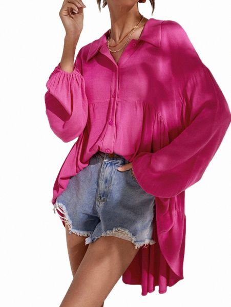 women's blouses & shirts drop shoulder high low hem shirt b6gn#, White
women's blouses & shirts drop shoulder high low hem shirt b6gn#, White