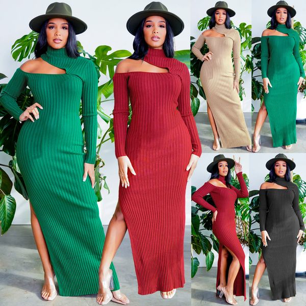 casual dresses solid color slit dress high neck pit strip long skirt 2022 autumn and winter, Black;gray
casual dresses solid color slit dress high neck pit strip long skirt 2022 autumn and winter, Black;gray