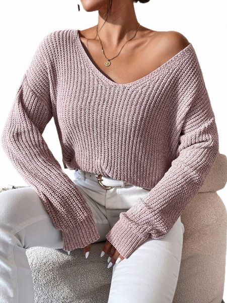 women's sweaters drop shoulder ribbed knit sweater d46g#, White;black