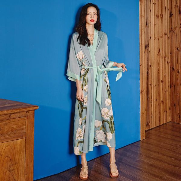 summer print flower womens sleepwear kimono robe satin casual home clothing, Black;red
summer print flower womens sleepwear kimono robe satin casual home clothing, Black;red