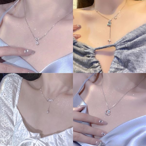 star moonstone necklace ins niche design sense high temperament gift for girlfriend, Silver
star moonstone necklace ins niche design sense high temperament gift for girlfriend, Silver