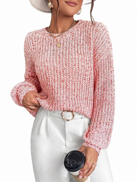 women's sweaters drop shoulder marled knit sweater l1ue#, White;black
women's sweaters drop shoulder marled knit sweater l1ue#, White;black