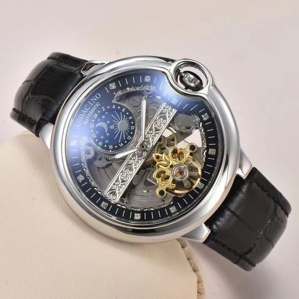 fashion wristwatch men swiss watch automatic mechanical movement watches for mens relogio masculino clock leather strap montre de luxe, Slivery;brown
fashion wristwatch men swiss watch automatic mechanical movement watches for mens relogio masculino clock leather strap montre de luxe, Slivery;brown