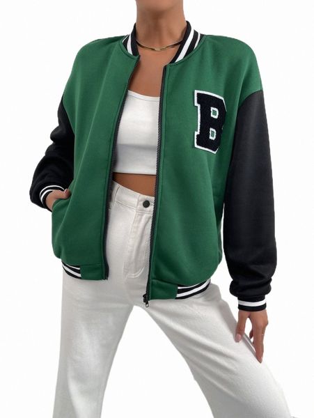 women's jackets letter patch detail drop shoulder colorblock bomber jacket m3jd#, Black;brown
women's jackets letter patch detail drop shoulder colorblock bomber jacket m3jd#, Black;brown