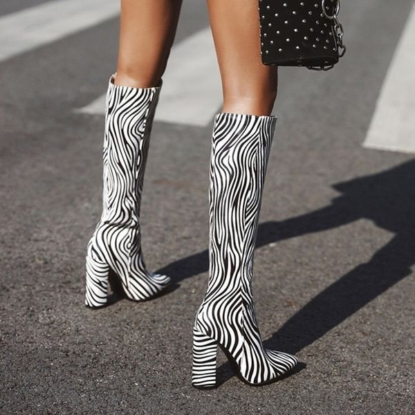 boots knee high pointed toe chunky block zebra printing for women heels shoes ladies thick heel botines 220902, Black
boots knee high pointed toe chunky block zebra printing for women heels shoes ladies thick heel botines 220902, Black