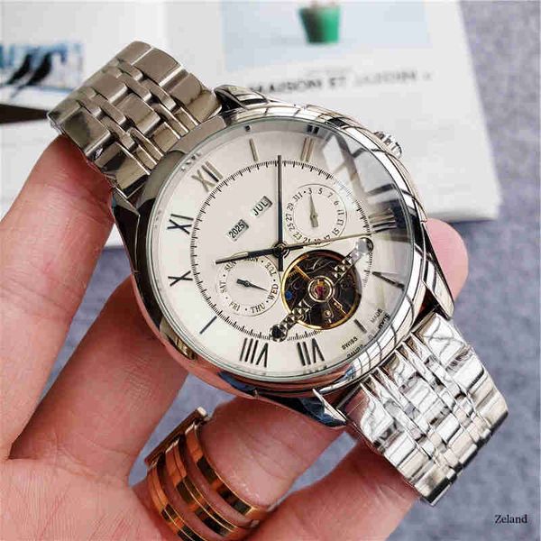 sell men's watch large flywheel design shows moon circle three needle automatic mechanical stainless steel watchband, Slivery;brown
sell men's watch large flywheel design shows moon circle three needle automatic mechanical stainless steel watchband, Slivery;brown