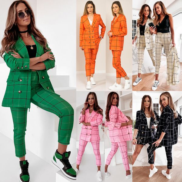women's suits & blazers new plaid temperament double breasted suits jacket trousers large size autumn and winter lattice slim set coat, White;black
women's suits & blazers new plaid temperament double breasted suits jacket trousers large size autumn and winter lattice slim set coat, White;black