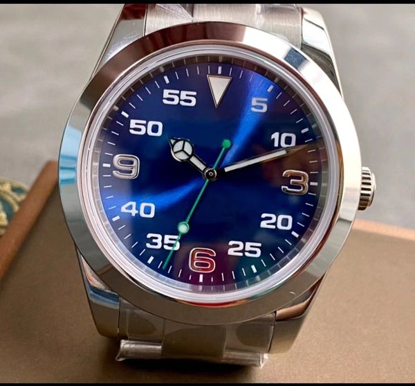 men's mechanical watch with asia 2813 improved explorer self-winding silver dial 39mm blue literal 116900/216570/ss digital luminous wa, Slivery;brown
men's mechanical watch with asia 2813 improved explorer self-winding silver dial 39mm blue literal 116900/216570/ss digital luminous wa, Slivery;brown