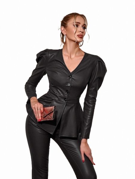 women's down & parkas d&m button front gigot sleeve pu leather coat t4fn#, Black
women's down & parkas d&m button front gigot sleeve pu leather coat t4fn#, Black