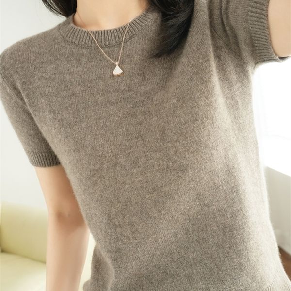 women's sweaters spring and summer short-sleeved women o-neck slim wool cotton blend pullover vest t-shirt knitted base sweater 220905, White;black
women's sweaters spring and summer short-sleeved women o-neck slim wool cotton blend pullover vest t-shirt knitted base sweater 220905, White;black