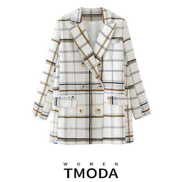 suit tmoda407 women oversized plaid double breasted blazer elegant office work, White;black
suit tmoda407 women oversized plaid double breasted blazer elegant office work, White;black