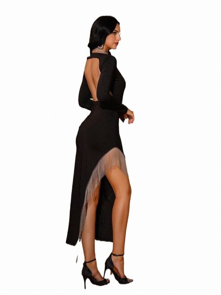 casual dresses double crazy open back fringe asymmetrical hem dress e5ho#, Black;gray
casual dresses double crazy open back fringe asymmetrical hem dress e5ho#, Black;gray